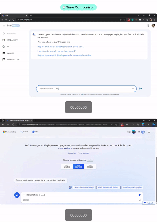  Calculating the time differences between Bard and Bing.